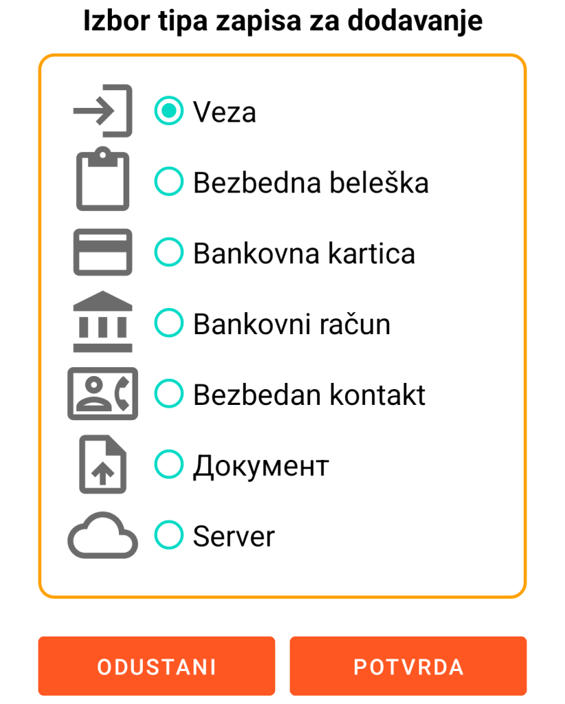 LocalSafeBox - Dodavanje zapisa