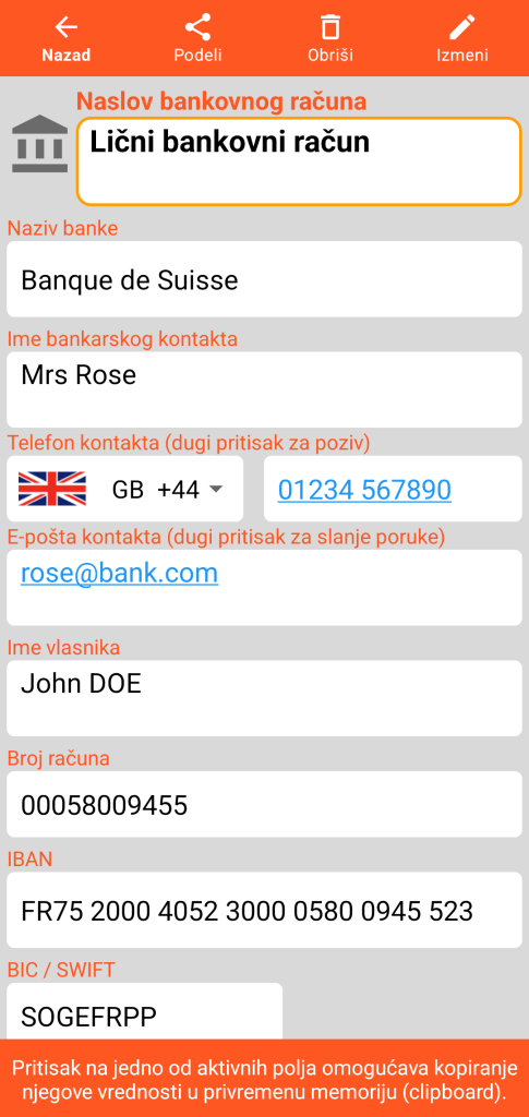 LocalSafeBox - Konsultacija bankovnog računa