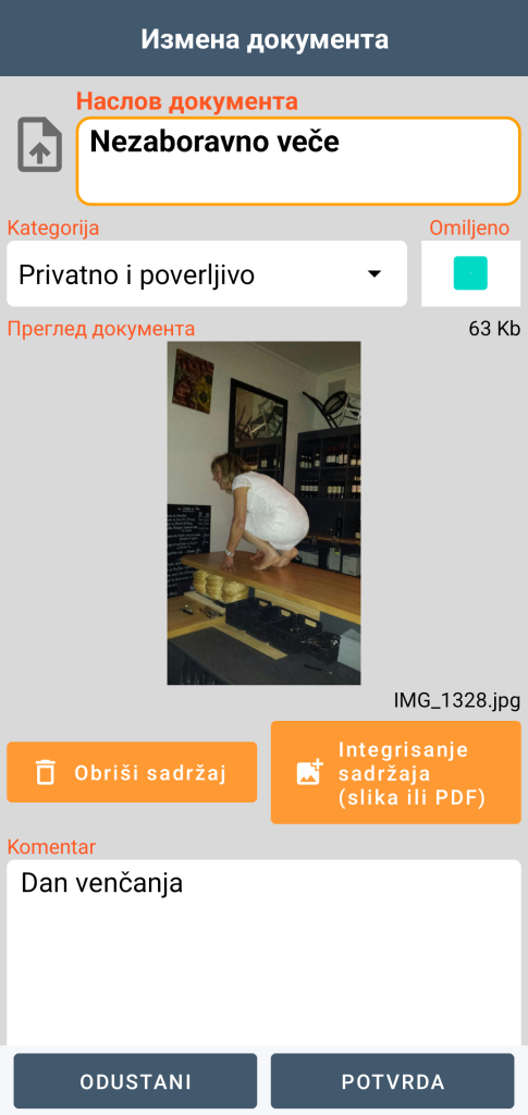 LocalSafeBox - Uređivanje Document koji sadrži fotografiju