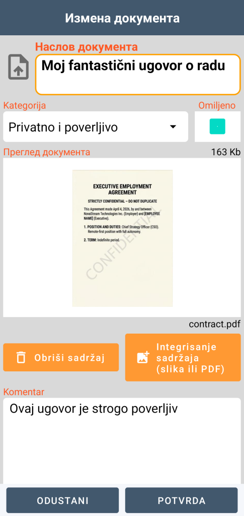 LocalSafeBox - Uređivanje Document koji sadrži PDF datoteku