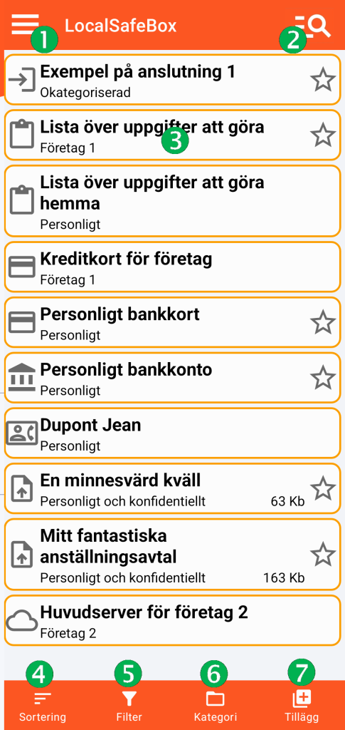 LocalSafeBox - Huvudskärm