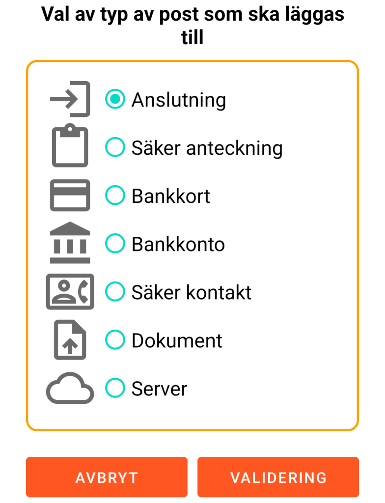 LocalSafeBox - Lägga till en post