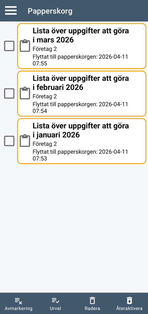 LocalSafeBox - Hantering av papperskorgen
