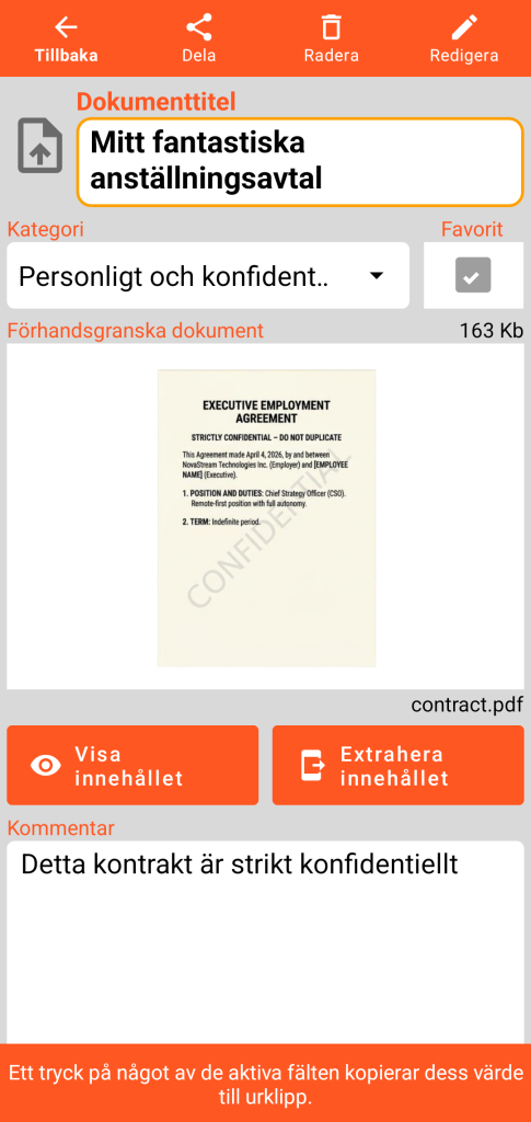 LocalSafeBox - Konsultation av ett Document som innehåller en PDF-fil
