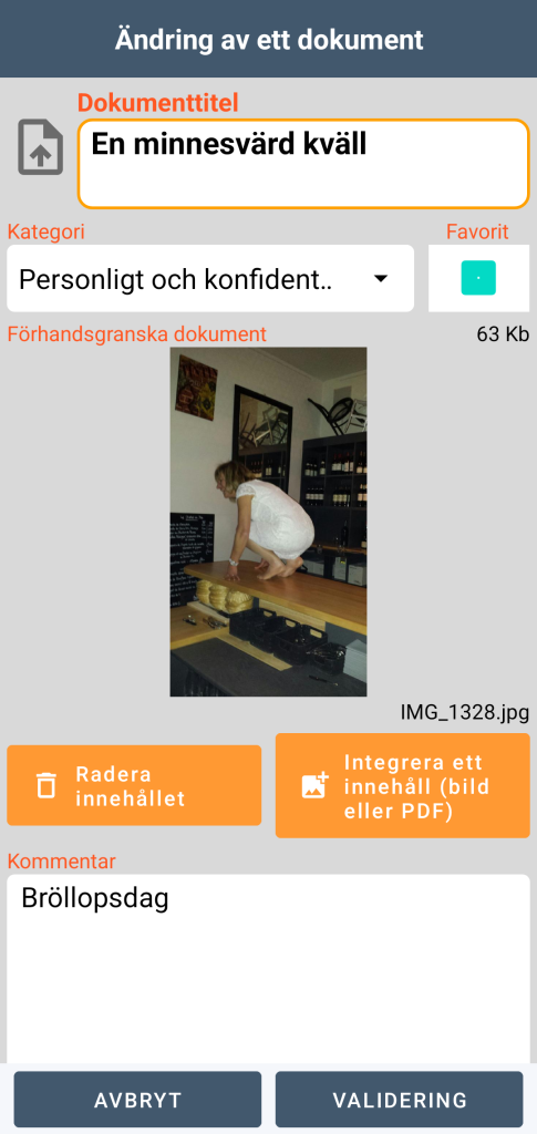 LocalSafeBox - Redigering av ett Document som innehåller ett fotografi