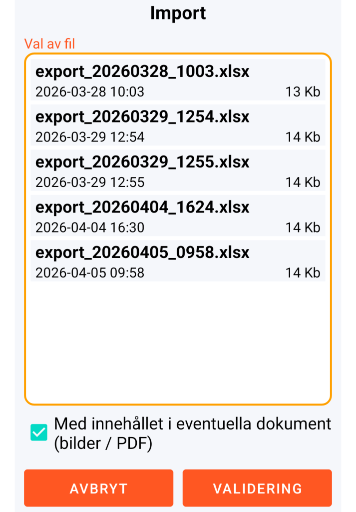 LocalSafeBox - Hantering av XLSX-fil att importera