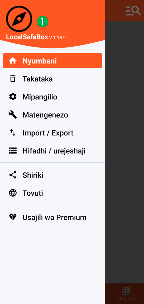 LocalSafeBox - Menyu kuu