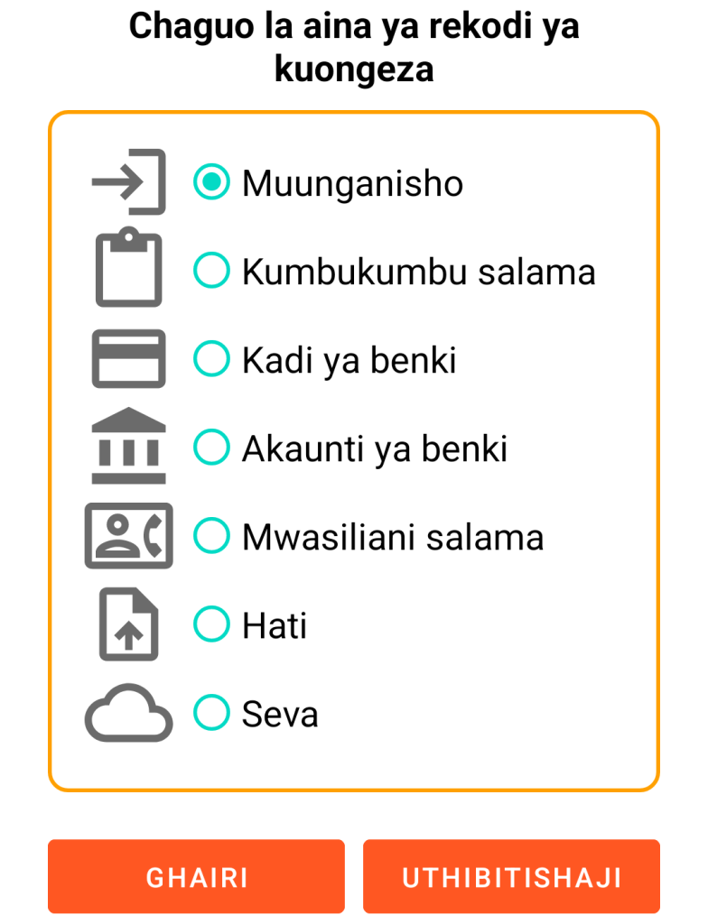 LocalSafeBox - Kuongeza rekodi