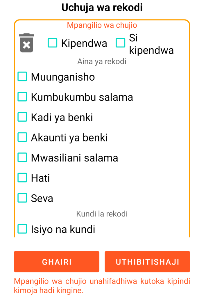 LocalSafeBox - Uchujaji wa rekodi