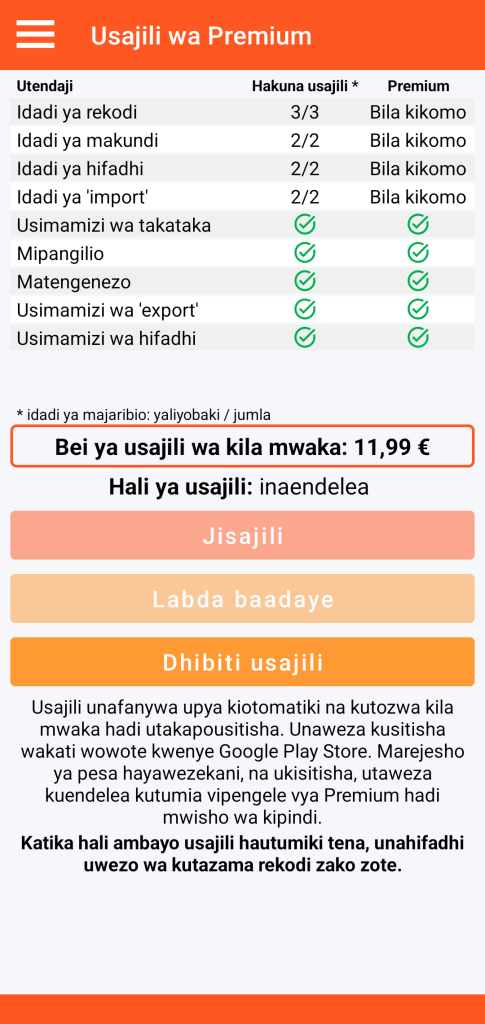 LocalSafeBox - Usimamizi wa usajili wa Premium
