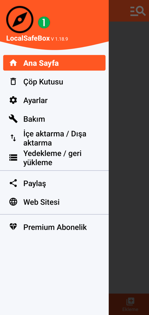 LocalSafeBox - Ana menü