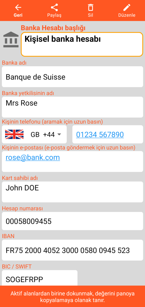 LocalSafeBox - Bir banka hesabı danışması