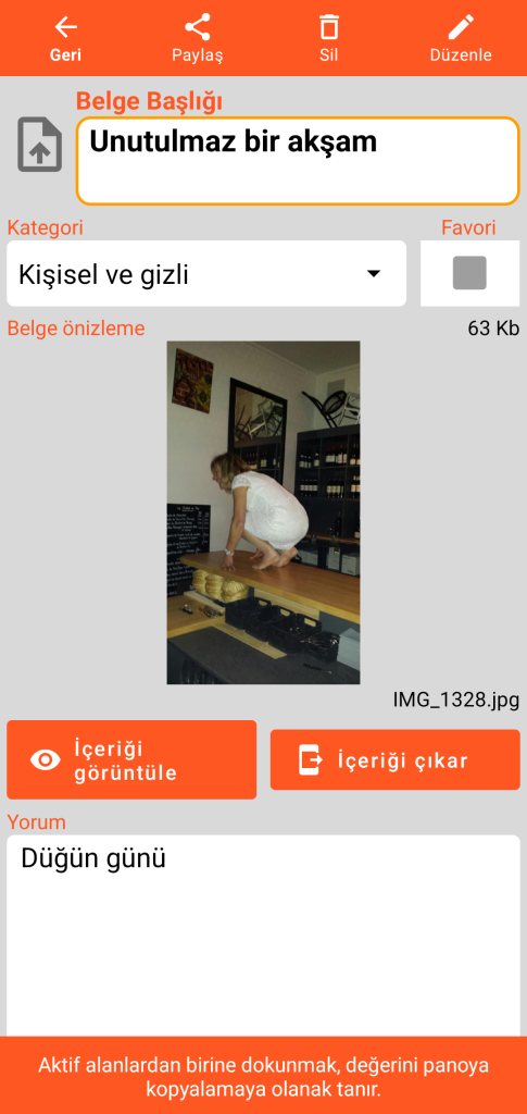 LocalSafeBox - Fotoğraf içeren bir Document Görüntüleme