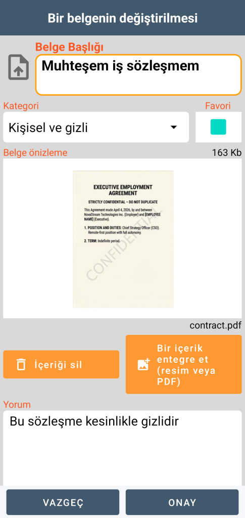 LocalSafeBox - PDF dosyası içeren bir Document Düzenleme