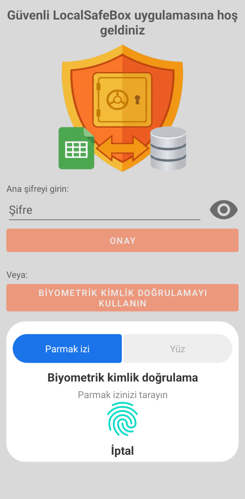 LocalSafeBox - Olağan kimlik doğrulama