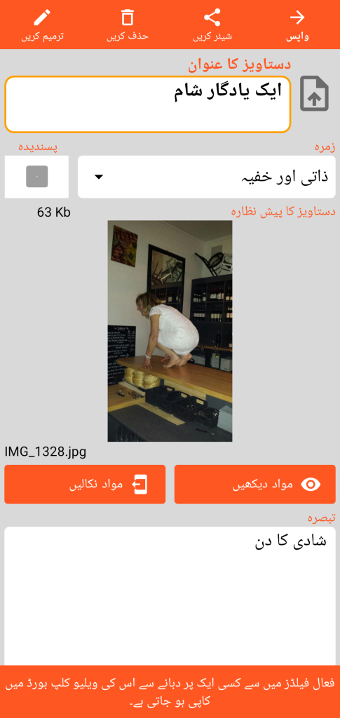 LocalSafeBox - ایک تصویر پر مشتمل Document کا معائنہ