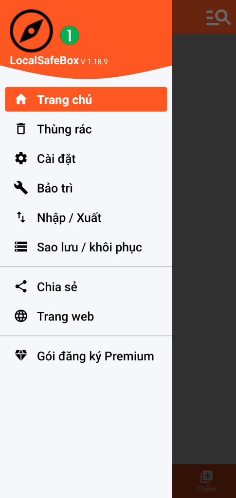 LocalSafeBox - Menu chính