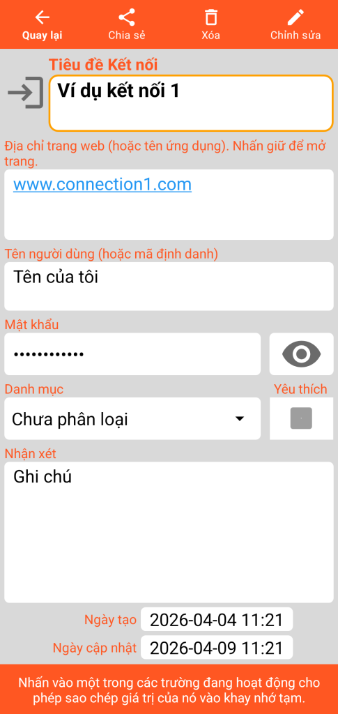 LocalSafeBox - Xem một Kết nối