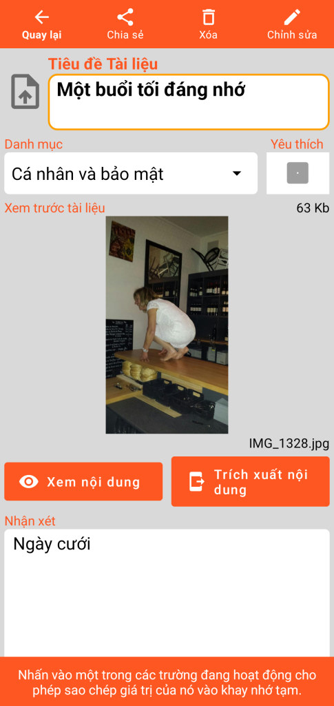 LocalSafeBox - Xem một Document chứa một ảnh chụp