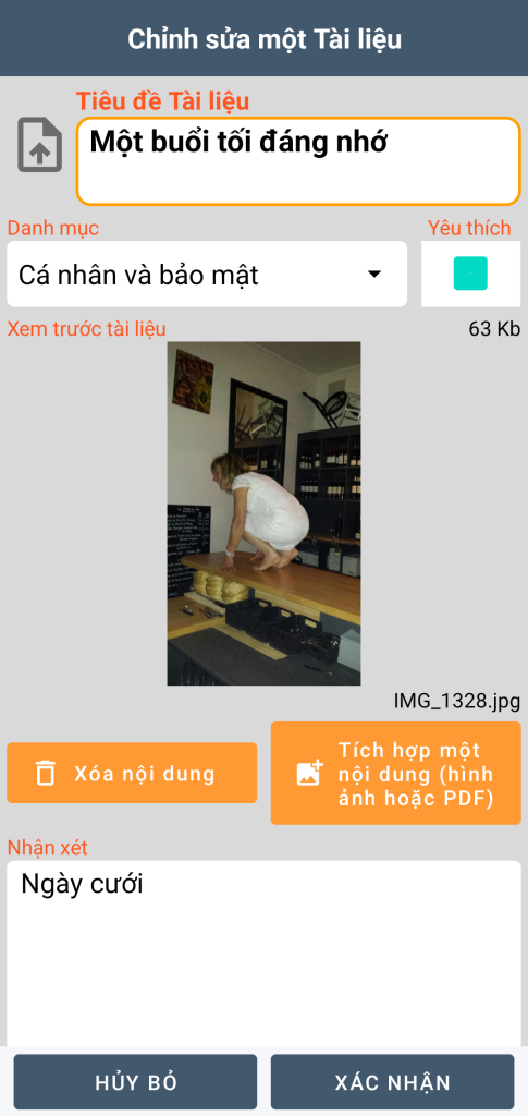 LocalSafeBox - Chỉnh sửa một Document chứa một ảnh chụp
