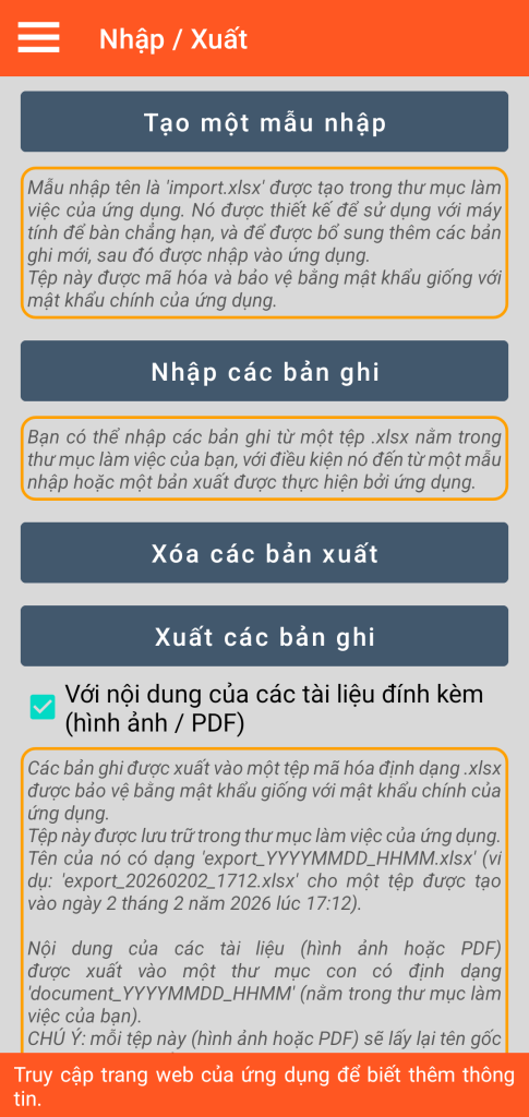 LocalSafeBox - Quản lý nhập / xuất ở định dạng XLSX