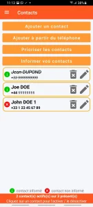 SOS Universal - gestion des contacts