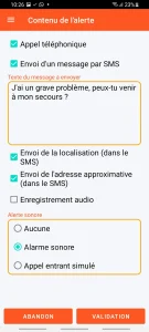 SOS Universal - contenu de l'alerte