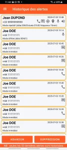 SOS Universal - historique des alertes