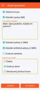 SOS Universal - obsah upozornění