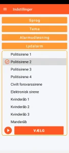 SOS Universal - indstilling af lydalarm