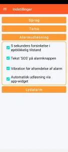SOS Universal - indstilling af alarmudløsning