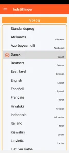 SOS Universal - sprogindstilling