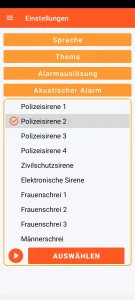SOS Universal - Einstellung des akustischen Alarms