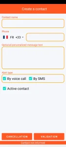 SOS Universal - add or modify contact