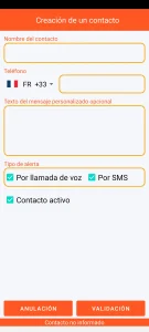 SOS Universal - añadir o modificar contacto