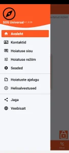 SOS Universal – peamenüü