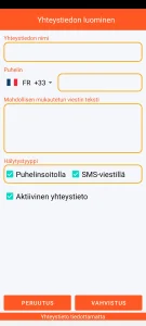 SOS Universal - yhteystiedon lisääminen tai muokkaaminen
