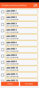 SOS Universal - dodavanje kontakta iz adresara