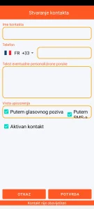 SOS Universal - dodavanje ili izmjena kontakta