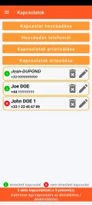 SOS Universal - kapcsolatok kezelése