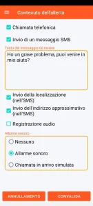SOS Universal - contenuto dell'allerta