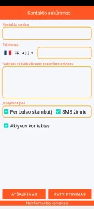 SOS Universal – kontakto pridėjimas arba keitimas