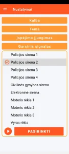 SOS Universal – garso signalo nustatymas