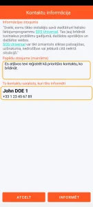 SOS Universal – kontaktu informēšana