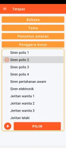 SOS Universal - tetapan penggera bunyi