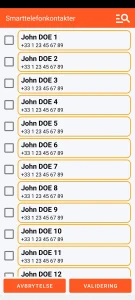 SOS Universal – legg til kontakt fra adressebok