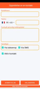 SOS Universal - legg til eller endre kontakt