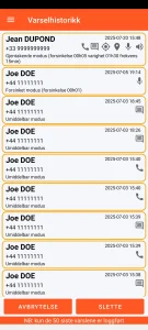 SOS Universal - varslingshistorikk