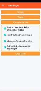 SOS Universal - innstilling av varselutløsning