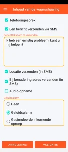 SOS Universal - inhoud van het alarm